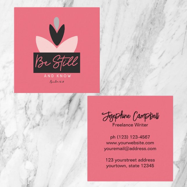 Christian Modern Pink Psalm 46:10 Be Still & Know Square Business Card (Creator Uploaded)