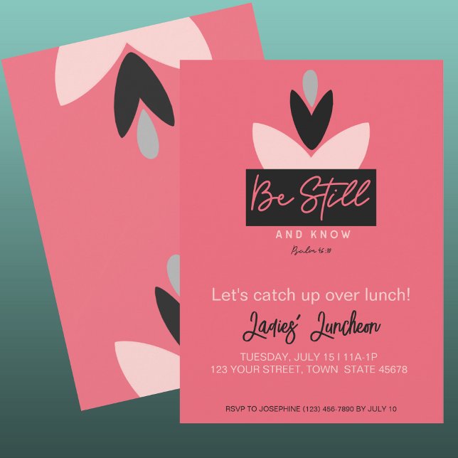 Christian Modern Pink Psalm 46:10 Ladies Luncheon Invitation (Creator Uploaded)