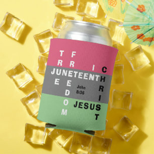 Christian Monogram JUNETEENTH Can Cooler