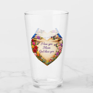 Christian Mother’s Gift Floral Heart Glass Cup