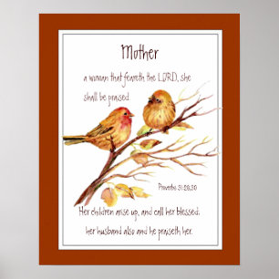 Christian Mother Scripture Proverbs 31 Watercolor Poster