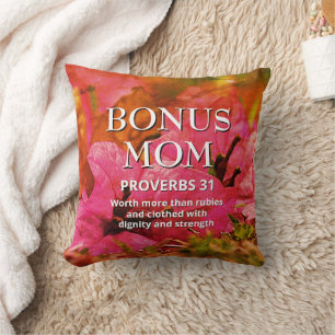 Christian Mother's Day PROV 31 Floral BONUS MOM Cushion