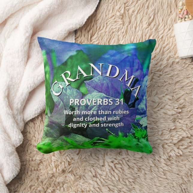 Christian Mother's Day PROVERBS 31 Floral GRANDMA Cushion (Blanket)