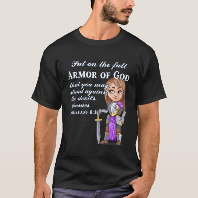 Christian Motivation Armour of God Ephesians 611 L T-Shirt (Front)