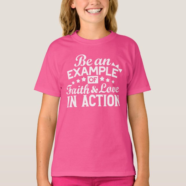 Christian Motivation Design – Faith, Love, and Act T-Shirt (Front)