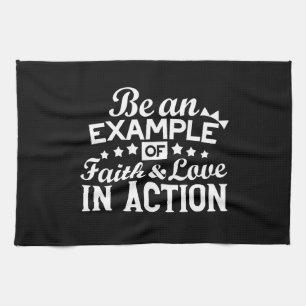 Christian Motivation Design – Faith, Love, and Act Tea Towel
