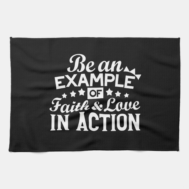 Christian Motivation Design – Faith, Love, and Act Tea Towel (Horizontal)