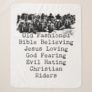 Christian Motorcycle Mens Cool Funny Vintage Faith Sherpa Blanket