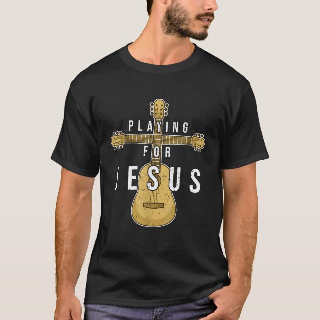 Christian Music Guitar Player Jesus Guitarist Cruc T-Shirt (Front)