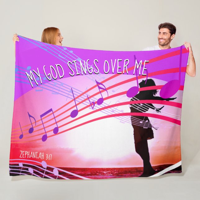 Christian MY GOD SINGS OVER ME Fleece Blanket (In Situ)