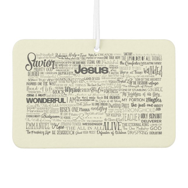 Christian Names of God Typography Car Air Freshener (Front)
