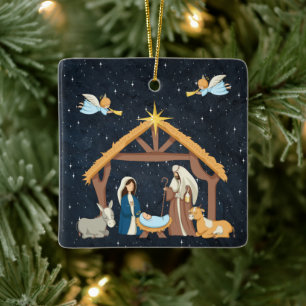 Christian Nativity Christmas Ceramic Ornament
