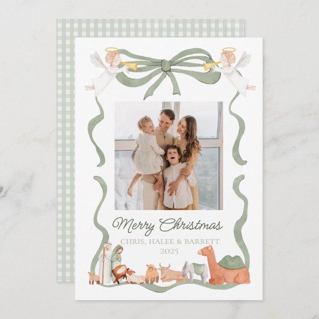 Christian Nativity Photo Greeting Christmas Card (Front/Back)
