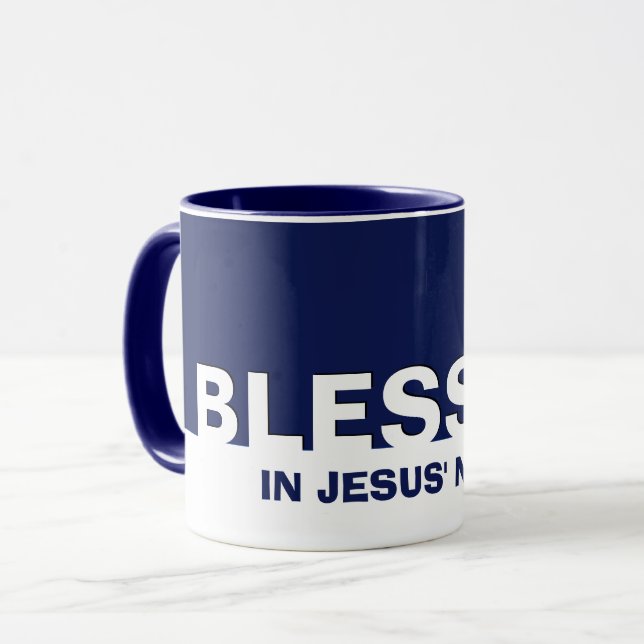 Christian Navy Blue BLESSED Mug (Front Left)