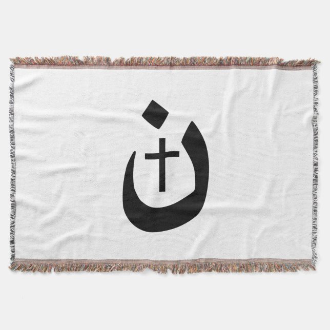 Christian Nazarene Cross Black and White Throw Blanket (Front)