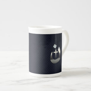 Christian Nazarene Symbol on Navy Blue Bone China Mug