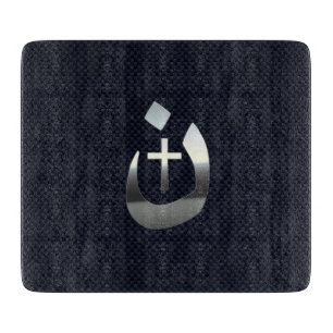 Christian Nazarene Symbol on Navy Blue Cutting Board