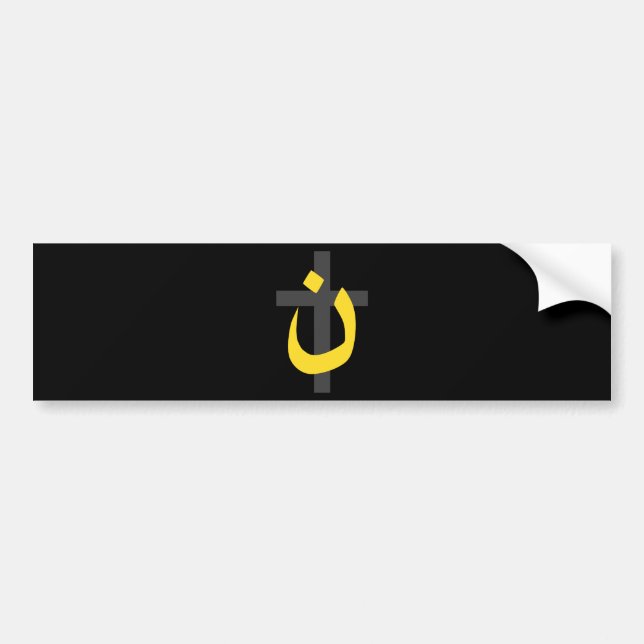Christian Nazarene Symbol Solidarity Cross Black Bumper Sticker (Front)