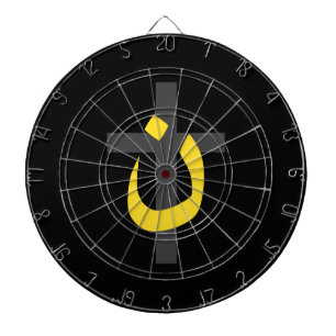 Christian Nazarene Symbol Solidarity Cross Black Dartboard