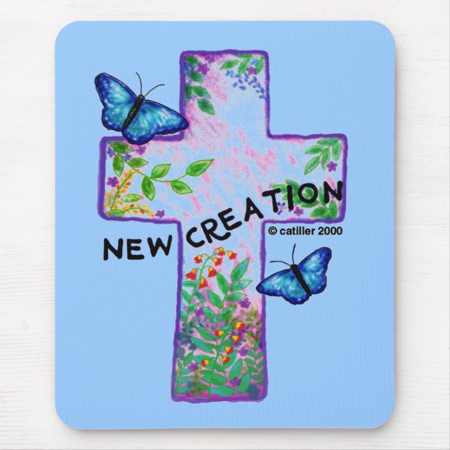 Christian New Creation Cross Mouse Mat (Front)