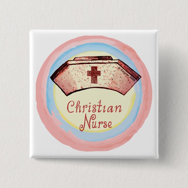 Christian nurse cap 15 cm square badge (Front)