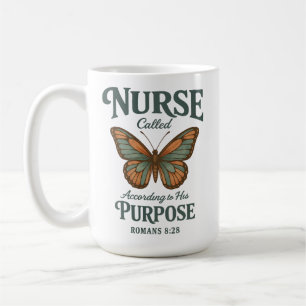 Christian Nurse Romans 8:28 Butterfly Faith Coffee Mug