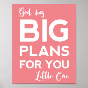 Christian Nursery Print   God Has Big Plans
