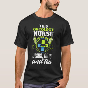 Christian Oncology Nurse Jesus Cats & Coffee Oncol T-Shirt