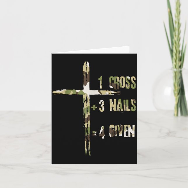 Christian One Cross Plus Three Nails Equals Forgiv Card (Front)