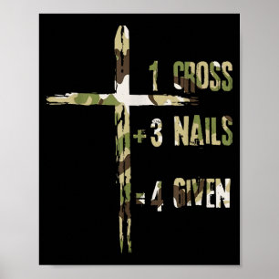 Christian One Cross Plus Three Nails Equals Forgiv Poster