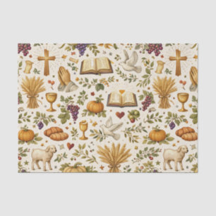 Christian Orange Pumpkins Harvest Thanksgiving Tissue Paper