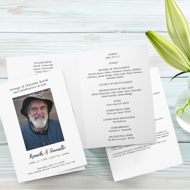 Christian Order Of Service Funeral Photo Folded Programme (Christian Order Of Service Funeral Photo Folded Program)
