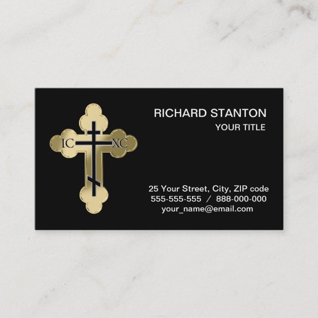 Christian orthodox cross business card (Front)