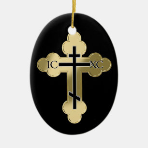 Christian orthodox cross ceramic tree decoration
