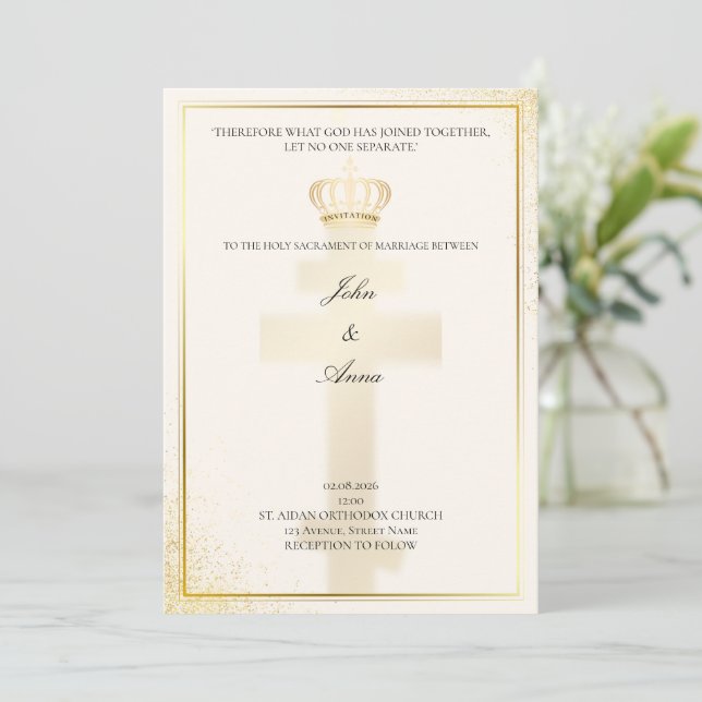 Christian Orthodox Wedding Invitation  (Standing Front)