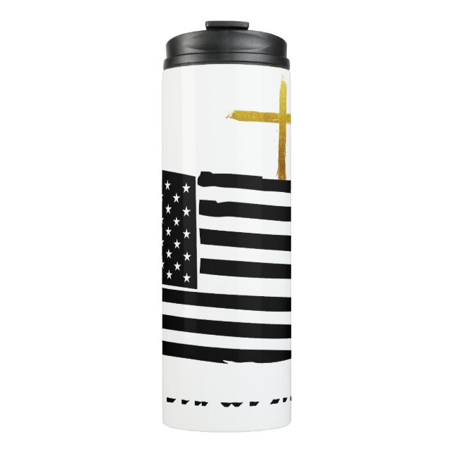*~* Christian Patriotic Cross AP16 Distressed Flag Thermal Tumbler (Front)