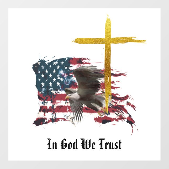 *~* Christian Patriotic Eagle  Flag  Veteran AP16 Window Cling (Sheet)