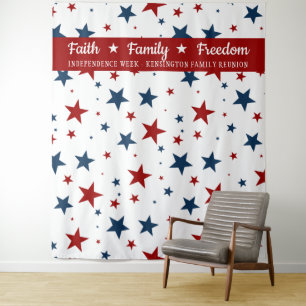 Christian Patriotic Stars Photobooth Backdrop Tapestry