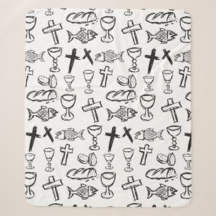 Christian Pattern Sherpa Blanket