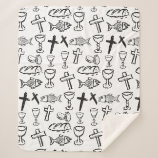 Christian Pattern Sherpa Blanket