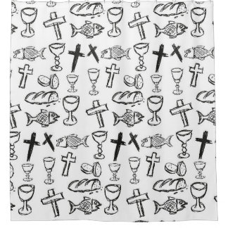 Christian Pattern Shower Curtain