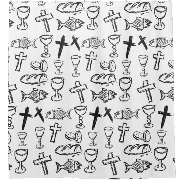 Christian Pattern Shower Curtain (Front)