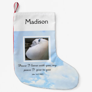 Christian Peace Bible Verse One Photo Light Blue Small Christmas Stocking