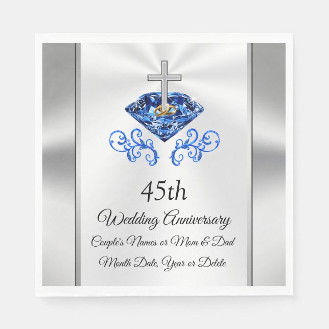 Christian Personalised 45th Anniversary ideas Napkin (Front)
