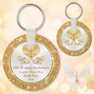 Christian Personalised 50th Anniversary Favours Key Ring