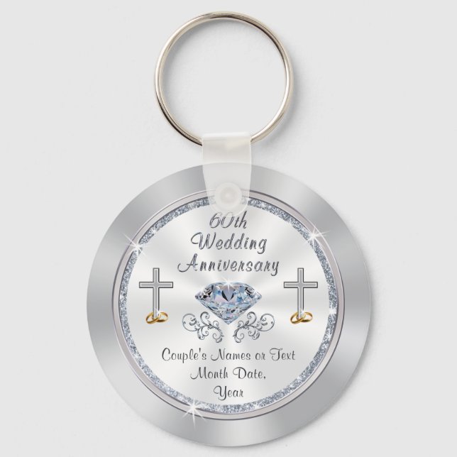 Christian Personalised 60th Anniversary Favours Key Ring (Front)