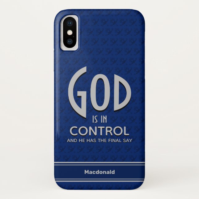 Christian Personalised GOD IS IN CONTROL Blue Case-Mate iPhone Case (Back)