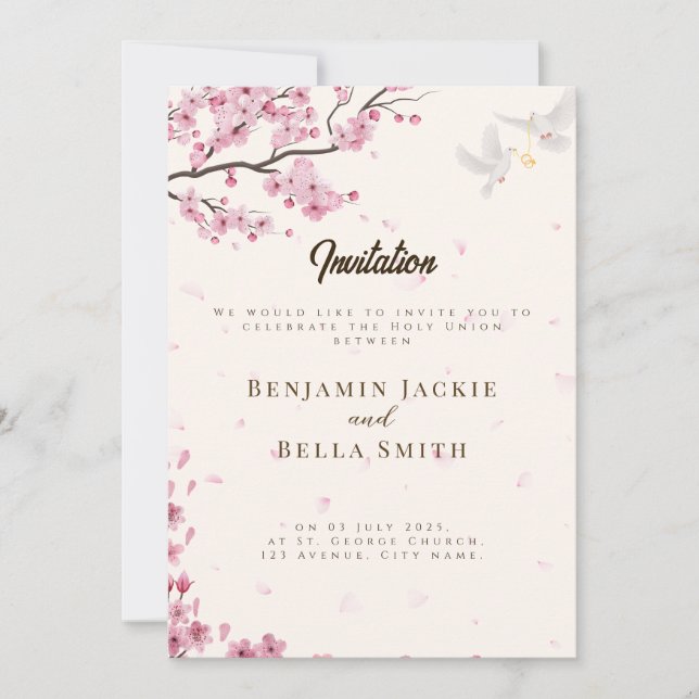 Christian Personalised Wedding Invitation (Front)