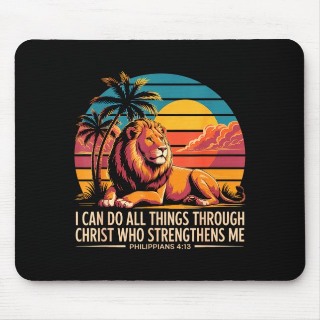 Christian Philipans 4 13 Religious Lion Strength  Mouse Mat (Front)