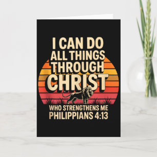 Christian Philippians 4_13 Religious Lion Strength Card